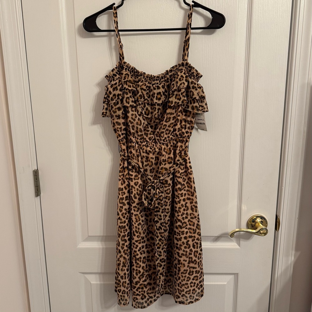 INC International Concepts Leopard Print Ruffle Sundress Size X-Small